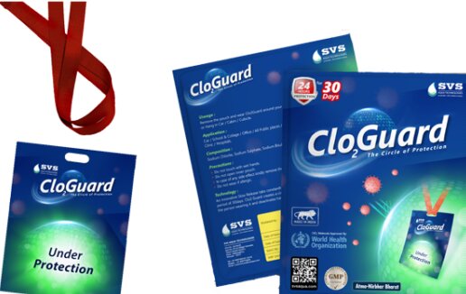 Packaging for Clo2 Guard showing various protective materials
