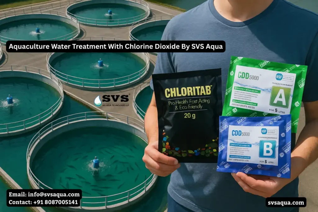 Aquaculture water treatment using chlorine dioxide by SVS AQUA