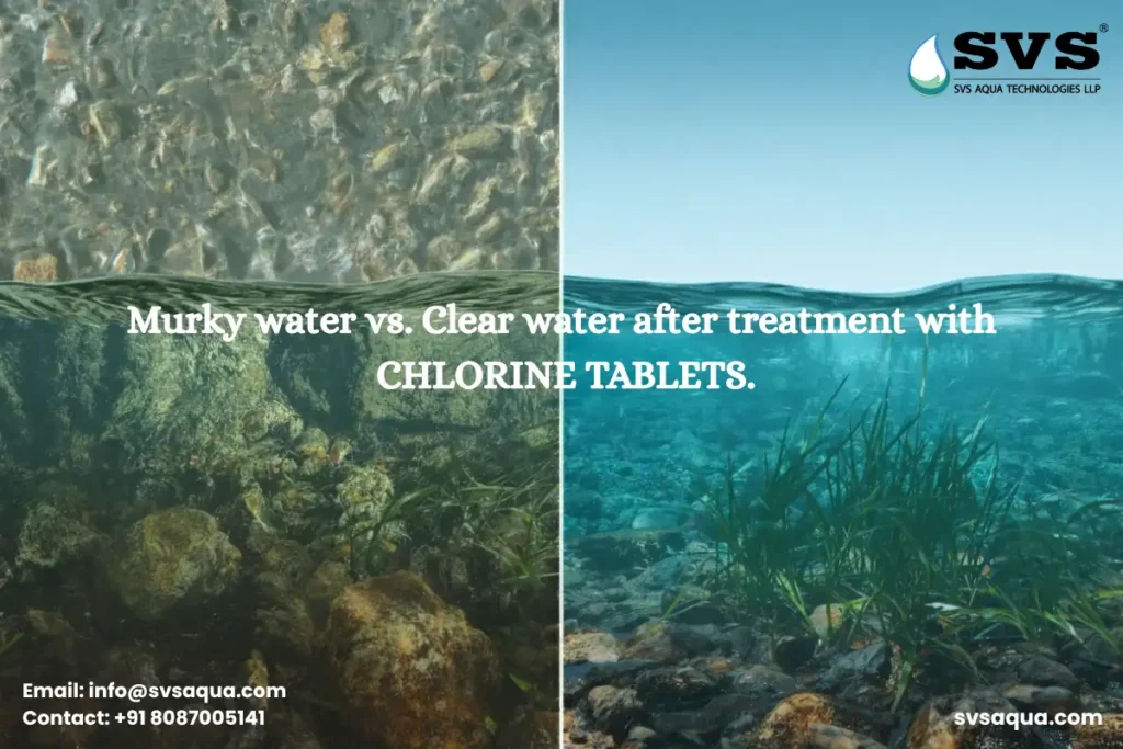 Disinfection of dirty water into clean water with chlorine tablets