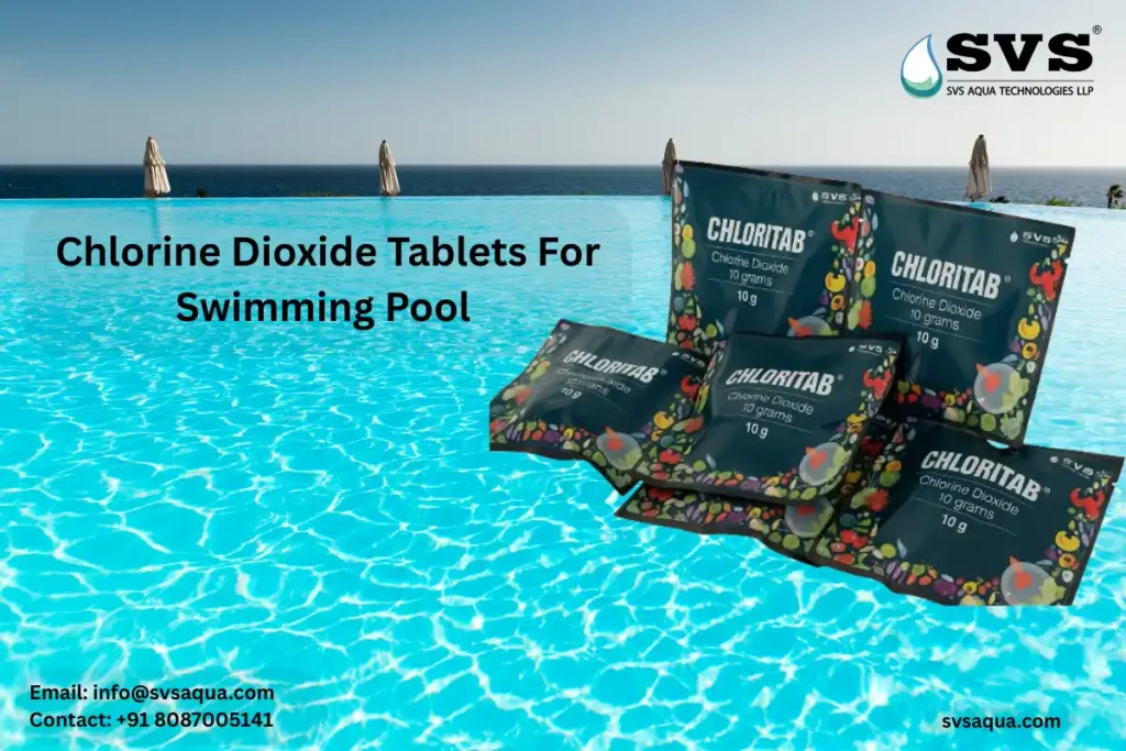 Chlorine dioxide tablets for swimming pool water treatment by SVS Aqua