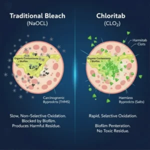 Traditional bleach vs Chloritab chlorine dioxide tablets